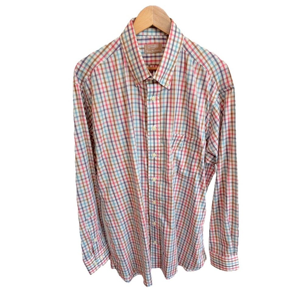 Gitman Bros Bruce Baird Button Down Shirt Men's XL Long Sleeve Pink Plaid USA
